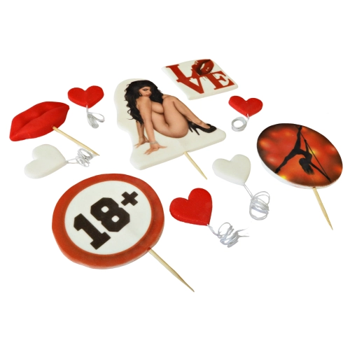 FIGURKA CUKROWA topper na tort URODZINY KOBIETA ozdoby na tort LOVE 18+